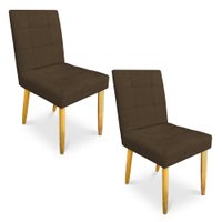 Kit 02 Cadeiras de Jantar Bia Suede Marrom Pés Palito Castanho - Pallazio