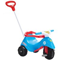 Triciclo Infantil com Empurrador Meninos Lelecita Azul com Vermelho