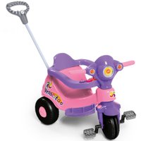 Triciclo Infantil com Empurrador Meninas Velocita Lilás com Rosa