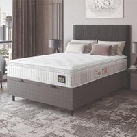 Cama Box Baú Colchão Casal Espuma D45 Lazio Pillow Top 138x188x70cm Branco / Cinza Hellen