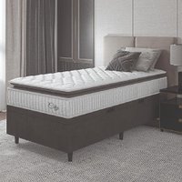 Cama Box Baú Colchão Solteiro Molas Ensacadas City Pillow Top 88x188x64cm Branco / Preto Hellen