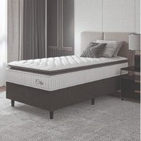 Cama Box Colchão Solteiro Molas Ensacadas City Pillow Top 88x188x61cm Branco / Preto Hellen