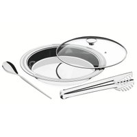 Kit para Servir Tramontina Ciclo Redondo Aço Inox Prato com  Tampa Colher e Pegador