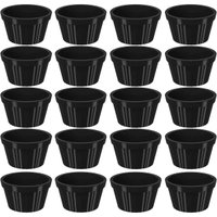 Kit 20 Ramequim Plástico Preto Canelado 60ml Molheira Pequena Uno Coza Restaurante