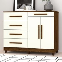 Cômoda Jasper 2 Portas 5 Gavetas Imbuia/Champanhe - Panorama Móveis
