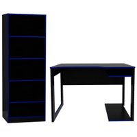 Conjunto Mesa e Armario Gamer ME4141 ME4161 Preto Azul Tecno Mobili