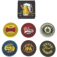 6 Porta Copos em MDF Cerveja Artesanal Descansos de Taças Beer com Caixa Personalizada