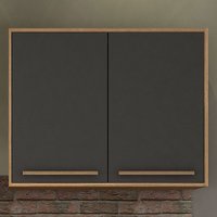Armário Aéreo Cozinha 80 Cm Salvador 2 Portas Cinamomo/Grafite - Valdemóveis