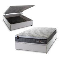Conjunto Cinza Box Baú Benton 138x188x78 c/ Molas Ensacadas