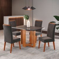 Mesa de Jantar 4 Lugares Nicarágua Mel/Cinza/Grafite - Panorama Móveis