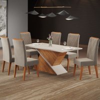 Mesa de Jantar 6 Lugares Bolshói Mel/Blonde/Pérola - Panorama Móveis