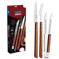 Kit para Churrasco Tramontina em Aço Inox e Madeira Faca Pegador e Garfo Trinchante