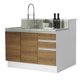 Ilha de Cozinha com Bancada e Balcão 120 cm Branco/Rustic Glamy Madesa