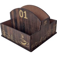 10 Porta Guardanapos e Sachês de Mesa MDF Café Restaurante Padaria 1 ao 10 Zanline Marrom