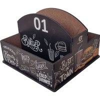 10 Porta Guardanapos e Sachês de Mesa MDF Restaurante Lanchonete 1 ao 10 Burger Zanline Preto