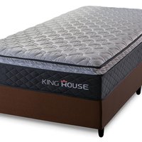 Conjunto Cama Box Solteiro Dakota Preto 96x203x57 Espuma D33