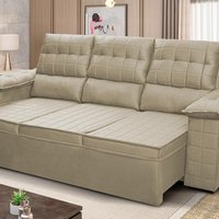 Sofá Retrátil Reclinável 4 lugares com molas 2,30m Quantum Suede Velut Bege - King House