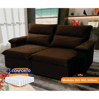 Sofá Retrátil Reclinável Paris 1,80m Suede Velut Marrom Molas Ensacadas - King House