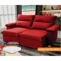 Sofá Retrátil Reclinável Paris 1,80m Suede Velut Vermelho Molas Ensacadas - King House