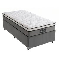 Cama Box Solteiro Colchão Gazin Maximus Molas Ensacadas 88x188x62cm Linho Grafite / Preto - Suporta até 120Kg por Pessoa