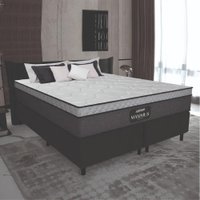 Cama Box Casal Queen Colchão Gazin Maximus Molas Ensacadas 158x198x62cm Cinza / Preto - Suporta até 120Kg por Pessoa