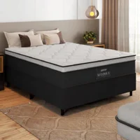 Cama Box Casal Colchão Gazin Maximus Molas Ensacadas 138x188x62cm Cinza / Preto - Suporta até 120Kg por Pessoa