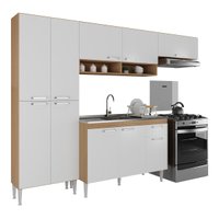 Armário de Cozinha Compacta com Armário e Balcão Paris Multimóveis MP2230 Rustic/Branco