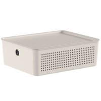 Caixa Organizadora com Tampa Ou Bege 27x22x9cm Cesto Organizador Flow 5,4L Closet Lavanderia