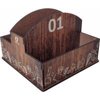 Kit Porta Guardanapos Sachê de Mesa MDF Padaria 1 ao 25 Zanline Marrom