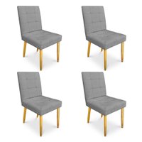 Kit 04 Cadeiras de Jantar Bia Suede Grafite Pés Palito Castanho - Pallazio
