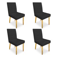 Kit 04 Cadeiras de Jantar Bia Suede Preto Pés Palito Castanho - Pallazio