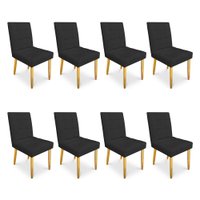 Kit 08 Cadeiras de Jantar Bia Suede Preto Pés Palito Castanho - Pallazio