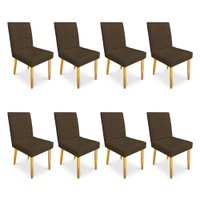 Kit 08 Cadeiras de Jantar Bia Suede Marrom Pés Palito Castanho - Pallazio