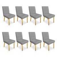 Kit 08 Cadeiras de Jantar Bia Suede Grafite Pés Palito Castanho - Pallazio