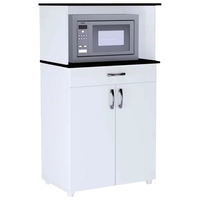 Balcão Multiuso para Forno Microondas Aurora Branco Tampo Preto - Pallazio