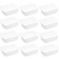12 Caixas Plásticas Organizadoras para Alimentos 10L Cestos Empilháveis Brancos com Tampa