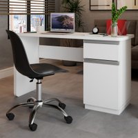 Conjunto Home Office Mesa 110 Cm e Cadeira Giratória Branco/Preto - Panorama Móveis