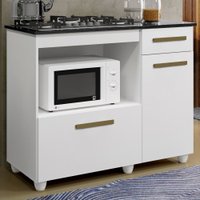 Balcão de Cozinha para Cooktop 4 Bocas Violeta 2 Portas 1 Gaveta Branco - Panorama Móveis