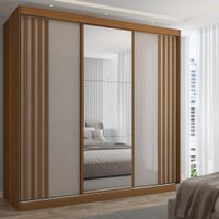 Guarda-Roupa Casal Lorient 3 Portas 4 Gavetas com Espelho 100% Mdf Cinamomo/Off White - Panorama Móveis