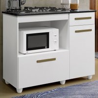 Balcão de Cozinha para Cooktop 5 Bocas Violeta 2 Portas 1 Gaveta Branco - Panorama Móveis