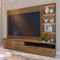 Estante para TV Até 82 Polegadas Cancun 4 Gavetas com Led Ripado Amêndoa - Colibri