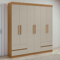 Guarda-Roupa Casal Zeus 6 Portas 4 Gavetas Amêndoa Clean/Off White 59617.52 - Móveis Lopas