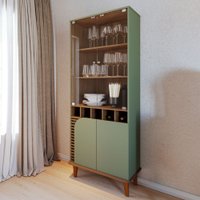 Cristaleira Jurerê 4 Portas 2 Prateleiras Hortelã/Amêndoa - Colibri