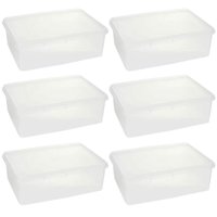 Kit 6 Caixas Organizadoras Plásticas Empilháveis com Tampa 3,5L Plasvale Retangular
