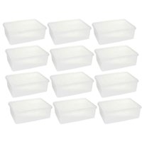 Kit 12 Cestos Organizadores Transparentes com Tampa 3,5L Plasvale Brinquedos Acessórios