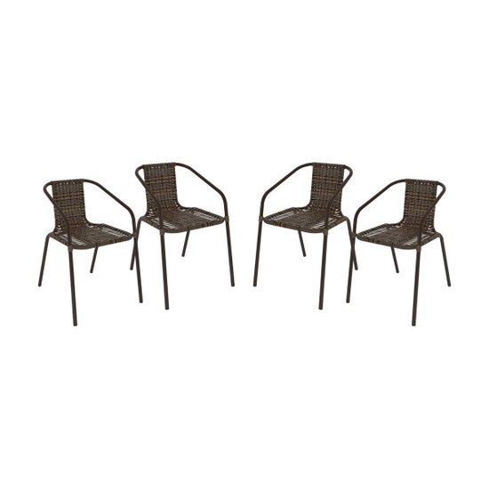Kit 4 Cadeiras de Jardim Junco Sintético Multimóveis CR8009 Café Mesclado