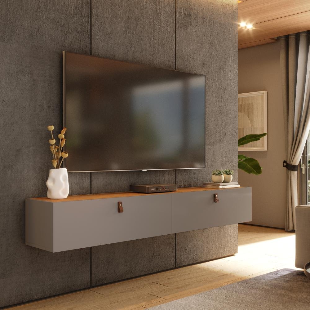 Rack Suspenso para Tv até 70 Polegadas 2 Portas Grécia 180cm - Cinza