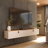 Rack Suspenso para Tv até 70 Polegadas 2 Portas Grécia 180cm - Off White e Freijó