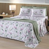 Jogo de Cama Casal 4 peças Lençol com Elástico 100 Algodão Percal 180 Fios Veneza 138x188x35cm - Dohler