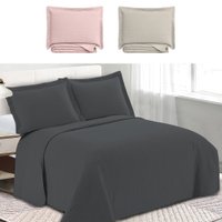 Colcha Cobre Leito Queen kit 3 peças Dupla Face Microfibra Soft Ultrassônico Cinza - Camesa